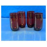 Vintage Ruby Red Glass Tumblers Lot