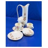 Hand Painted Ceramic Pitcher & Cups Set