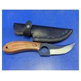 Curved Skinning Knife with Finger Hole & Sheath