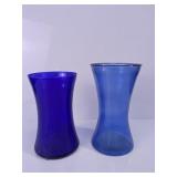 Blue Glass Vase Pair