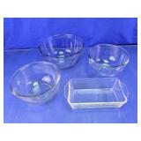 Glass Mixing Bowls & Baking Dish Lot