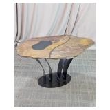 Natural Edge Stone Top Accent Table