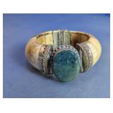 Bone Brass Hinged Bangle Bracelet