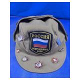 Russian Military Style Cap with Pins