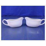 White Ceramic Gravy Boat Pair