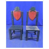 Miniature Strawberry Back Chairs Pair