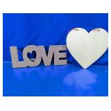 LOVE Sign & Heart Wall Decor Set