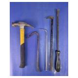 Assorted Hand Tools & Pry Bars with 20oz Hammer