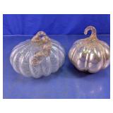 Iridescent & Gold Speckled Glass Pumpkin Set