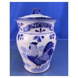 Blue White Lidded Ceramic Canister Jar