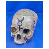 Carved Wooden Occult Skull Figurine