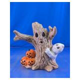 Ceramic Halloween Ghost Tree Lighted Decoration