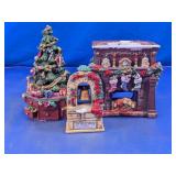 Christmas Tree, Fireplace & Bell Decor Set