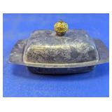 Silver Plated Butter Dish with Glass Insert