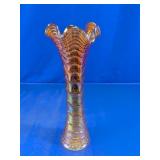 Iridescent Ribbed Glass Vase