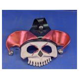 Molded Skull Jester Masquerade Mask with Bells