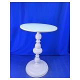 White Metal Ornate Pedestal Accent Side Table