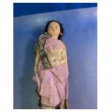 Vintage Handmade Indian Cloth Doll in Pink Saree