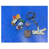 Souvenir Pins & Airplane Keychain Collection