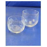 Etched & Ribbed Glass Candle Holders