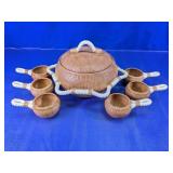 Lidded Bowl & Handled Cup Serving Set