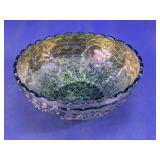 Green Carnival Glass Harvest Grape Bowl