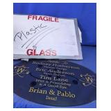 Commemorative Custom Engraved Oval Glass Plaque