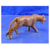 Hand Carved Wooden Leopard Figurine