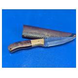 Handmade Damascus Hunting Knife & Sheath