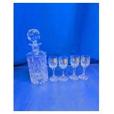 Crystal Decanter & Cordial Glasses