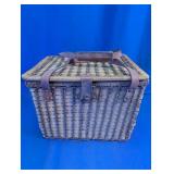 Wicker Picnic Basket with Utensils Set