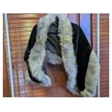 UMREN Faux Fur Trimmed Evening Shawl Wrap