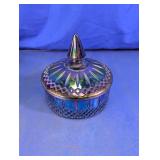 Iridescent Glass Covered Candy Dish