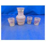 Art Glass Decanter & Frosted Shot Glass Set