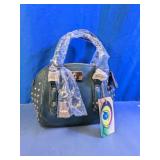 Fabulous Age Teal Studded Faux Leather Satchel