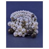 Multi-Row Faux Pearl Charm Stretch Bracelet