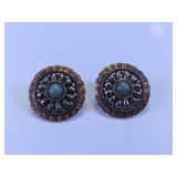 Coral Tone Floral Stud Earrings