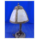 Antique Slag Glass Boudoir Table Lamp