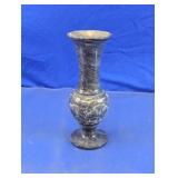 Hand-Carved Black Marble Floral Bud Vase