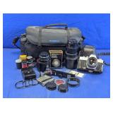 Minolta SR-T 101 35mm SLR Camera Bundle & Bag