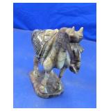 Hand-Carved Soapstone Saddled Horse Figurine