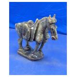 Hand-Carved Soapstone Saddled Horse Figurine