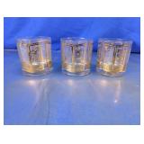 Gold Trim Asian Scene Rocks Glass Set