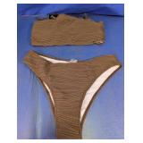 Zaful Ribbed Bandeau Bikini Set US 6