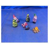Miniature Garden Gnomes, Trees & Campfire Set
