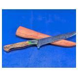 Handmade Damascus Fillet Knife & Sheath