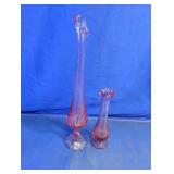 Pink Art Glass Vase Pair