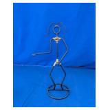 Wrought Iron & Rattan Stick Person Figurine