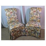 Tropical Floral Skirted Accent Chair Pair