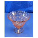 Vintage Pink Depression Glass Rose Footed Bowl